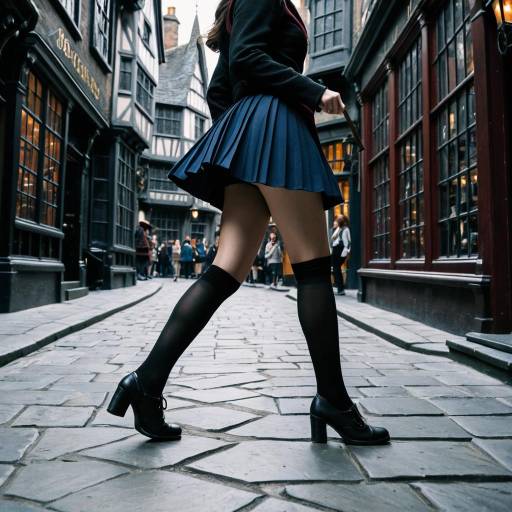 Female Wizard Walking on Cobbled Street