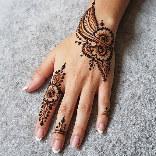 Intricate Henna Patterns on Hand