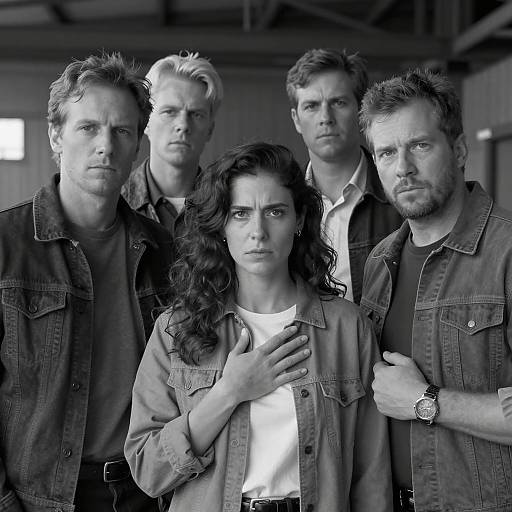 Intense Group Portrait in Industrial Setting