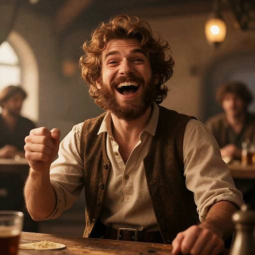 Joyful Bard in Lively Tavern