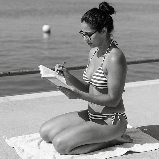 Relaxed Woman Reading by the Water