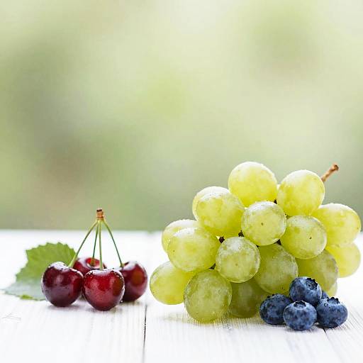 Fresh Mixed Fruits on White Wooden Surface