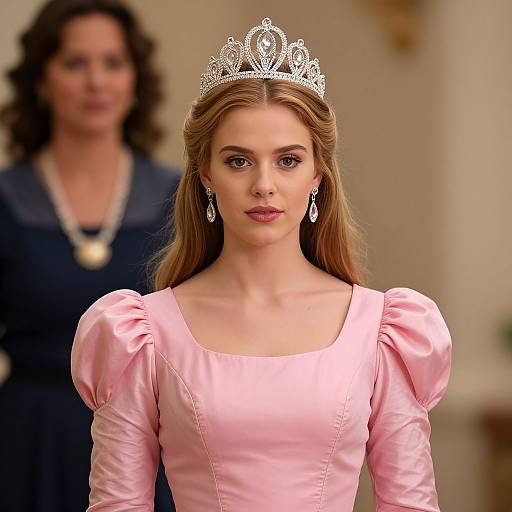 Young Woman in Pink Dress and Tiara