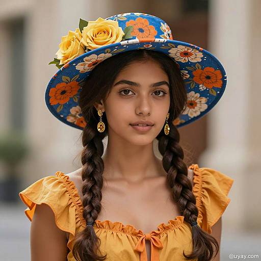 Portrait of a Young Woman in Floral Elegance
