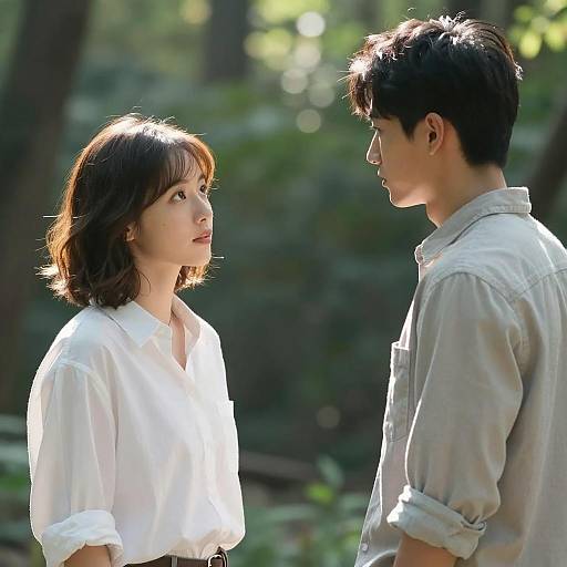 Intimate Moment in a Forest Setting