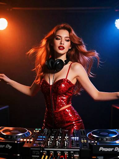 Glamorous Female DJ in Nightclub