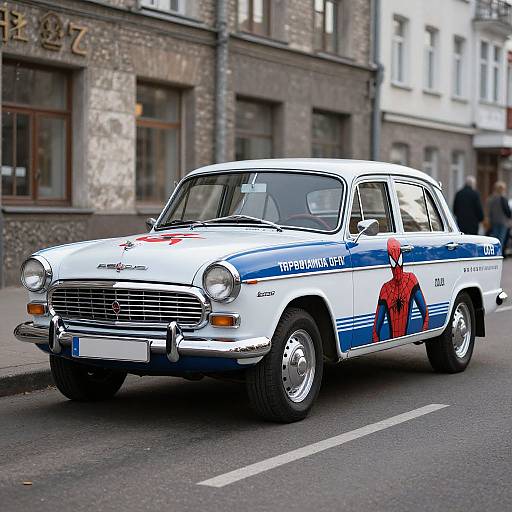 Vintage Soviet Volga Car with Spider-Man Design