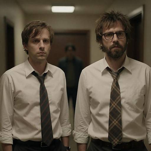 Dim Hallway Portrait of Two Men