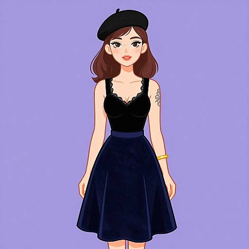 Retro Chic Woman with Tattoos