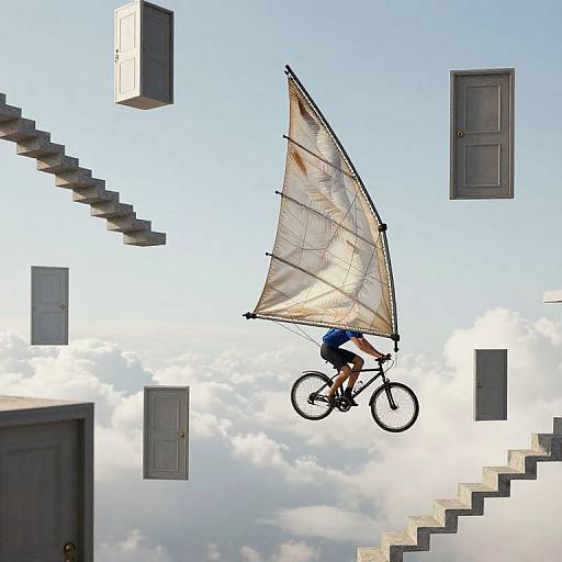 Flying Bicycles with Feathered Sails