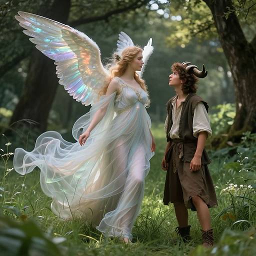 Enchanted Meeting in Pre-Raphaelite Style