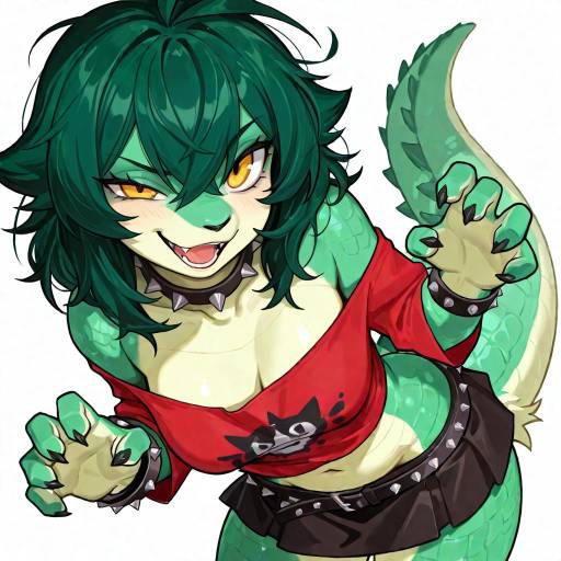 Punk Girl with Crocodile Features