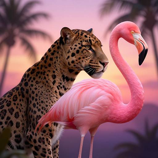 Panther Flamingo Hybrid Digital Art