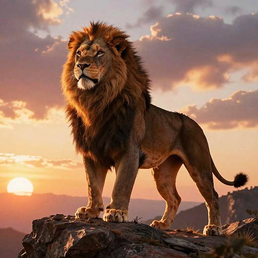 Majestic Lion Warrior at Sunset