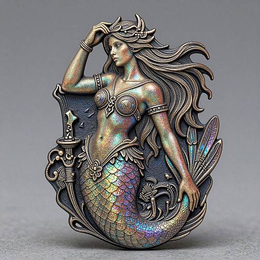 Detailed Siren Line Art Trinket