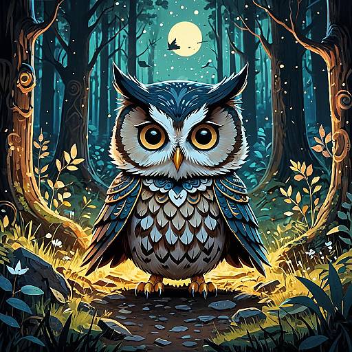 Chibi Owl Mage in Enchanted Forest