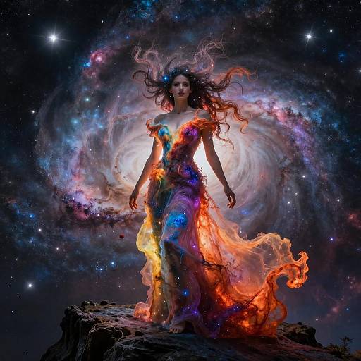 Celestial Woman in Cosmic Gown