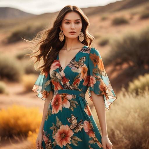Woman in Floral Maxi Dress Outdoors
