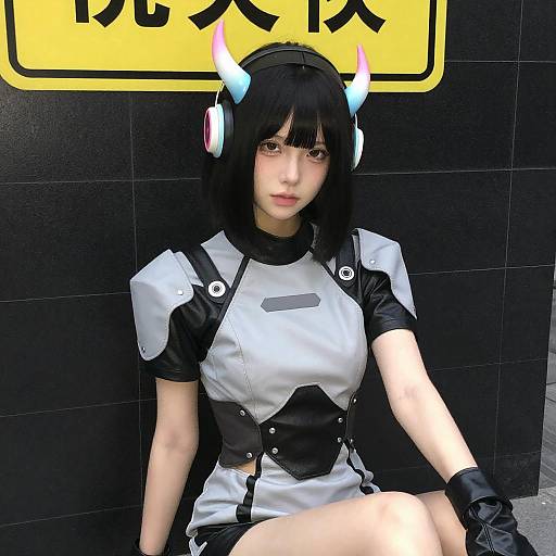 Futuristic Woman with Horn Accessories