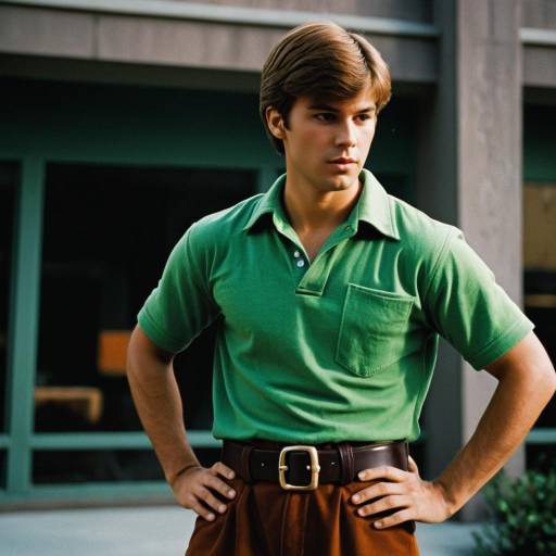 Young Man in Green Polo Shirt and Brown Pants