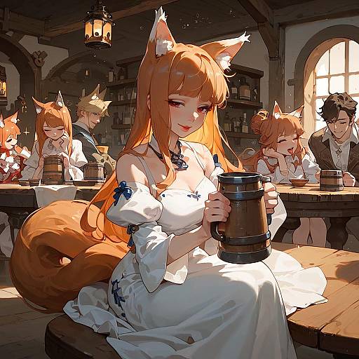 Fox Girl in Tavern Scene