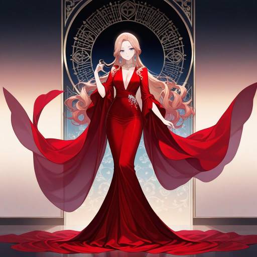 Elegant Lady in a Twirling Red Dress Elegant Lady in a Twirling Red Dress