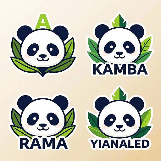 Panda Logos with Leafy Details