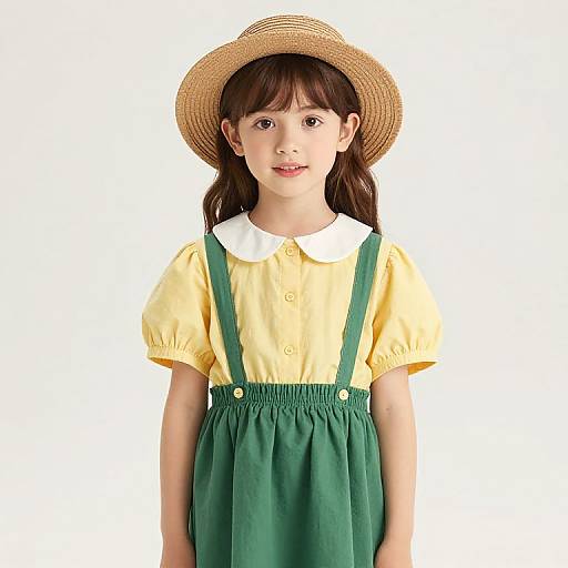 Young Girl in Yellow Green Dress