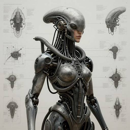 Intricate Alien Tech Humanoid Schematic