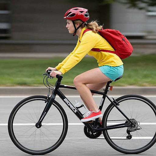 Young Woman Riding Branded Bicycle