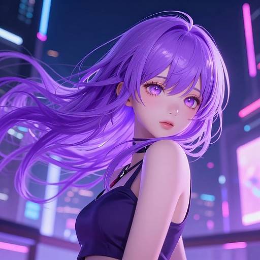 Hyunjin with Vibrant Purple Cyberpunk Hair