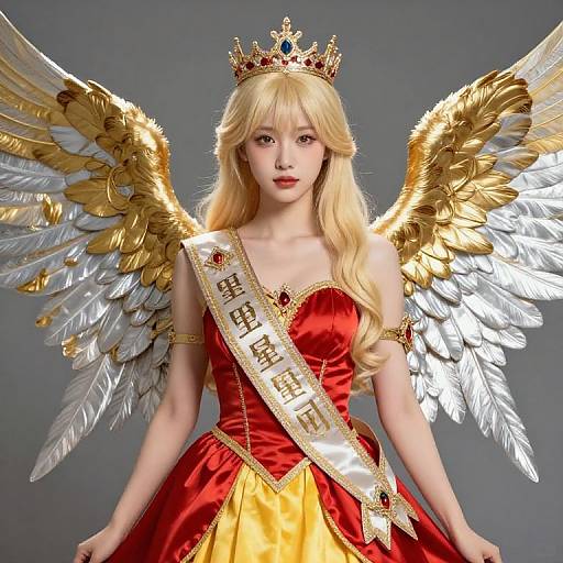 Blonde Angel with Golden Wings