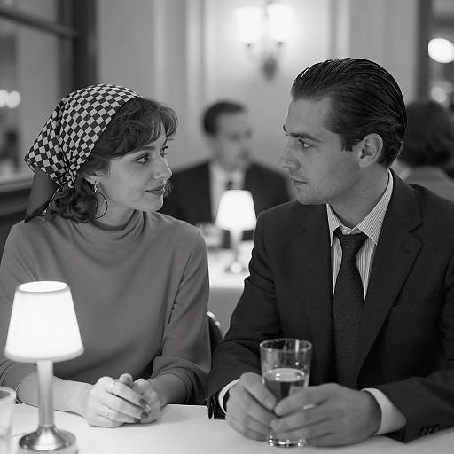 Elegant Dinner Scene in Black and White