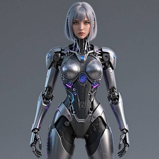 Futuristic Neon Cyber Warrior Woman