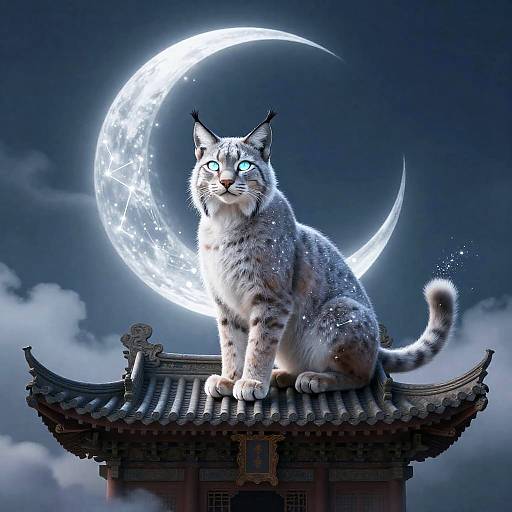 Celestial Lynx on Ancient Temple Roof