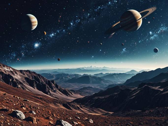 Stunning Cosmic Planets in Starry Sky