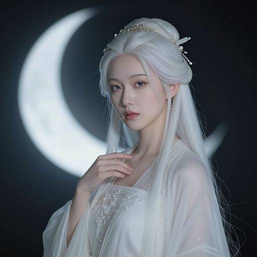 Ethereal Pale Moon Goddess Portrait