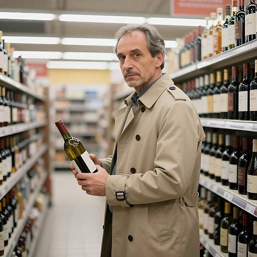Middle-Aged Man in Liquor Aisle