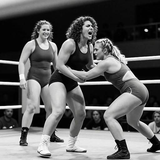 Black and White Women's Wrestling Match
