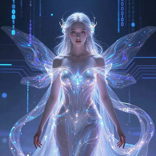 Digital Goddess with Futuristic Glow