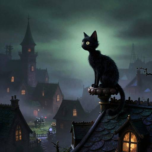 Whimsical Tim Burton Style Cat