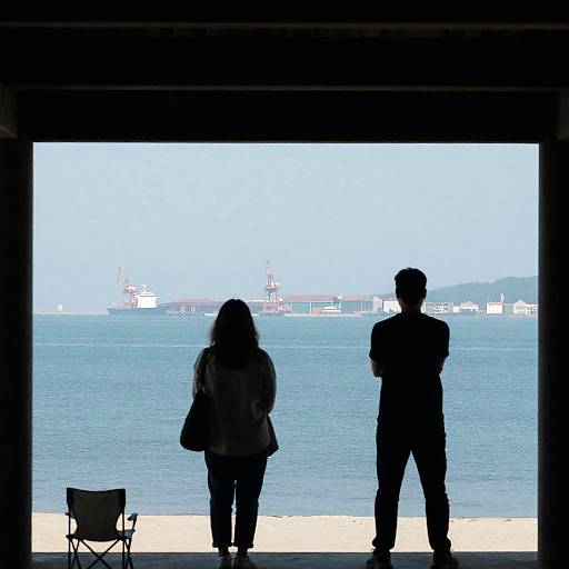 Tranquil Seafront Silhouette Scene