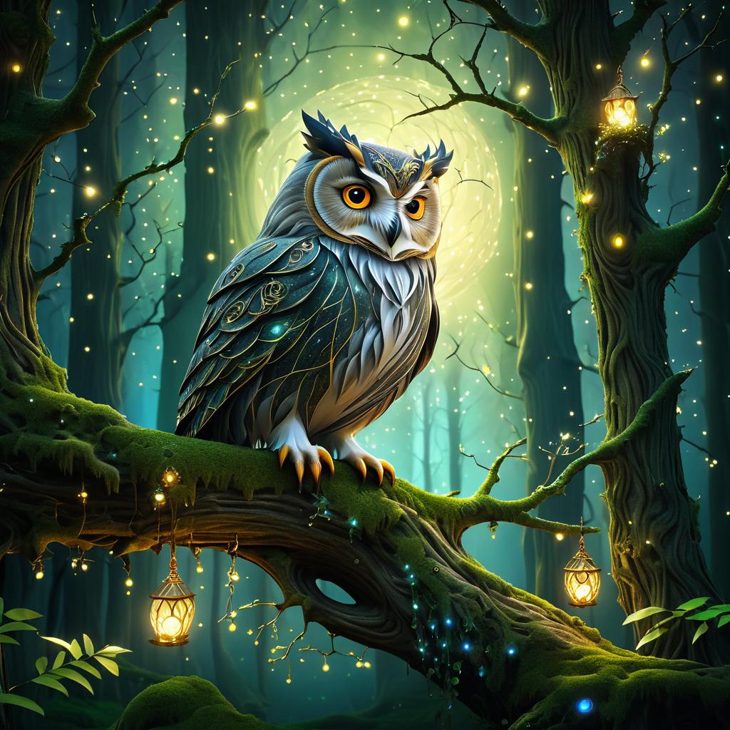 Enchanted Owl in a Mystical Forest