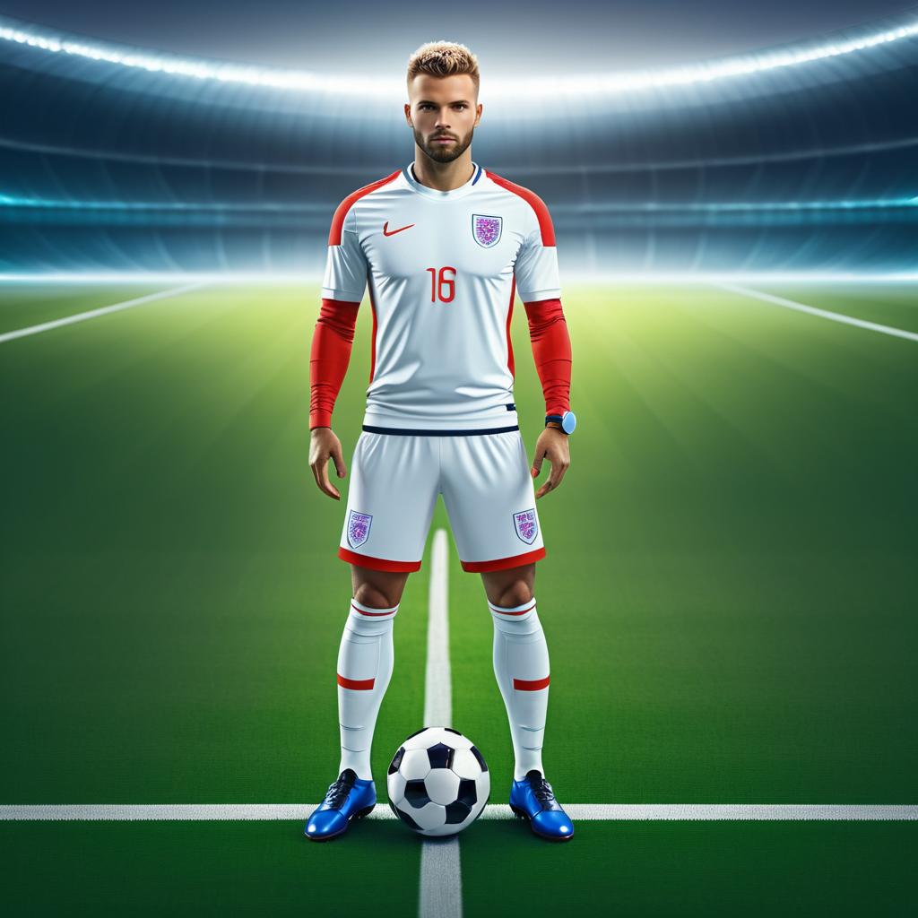 Futuristic England Soccer Player Photography