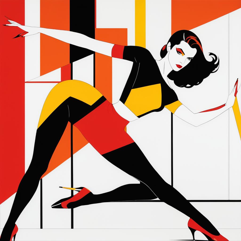 Vibrant Minimalist Dancer in Nagel Style