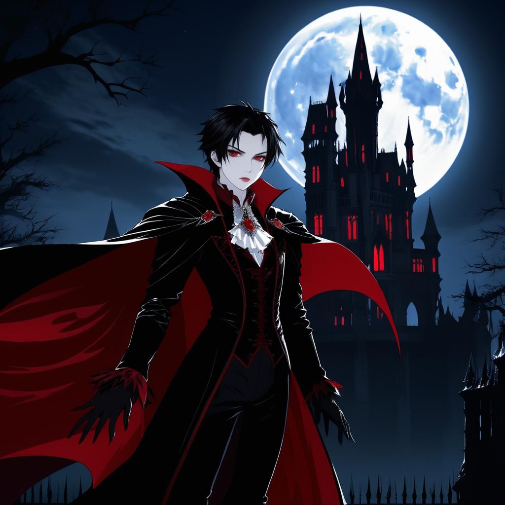 Vampire in a Gothic Castle Scene