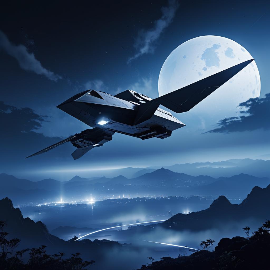 Stealth Drone in Moonlit Covert Mission