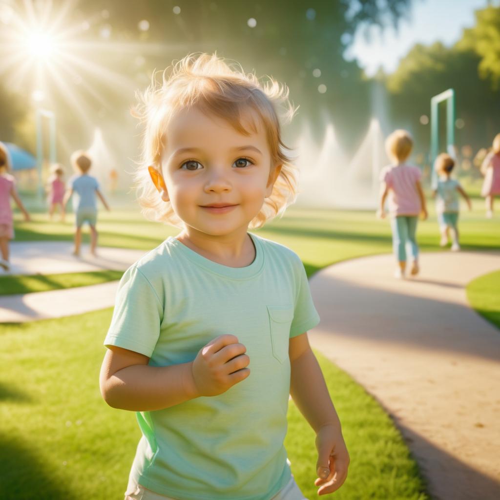 Playful Child Portrait in Sunlit Park