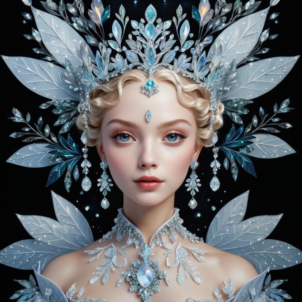 Whimsical Ice Queen Portrait in Baroque Style