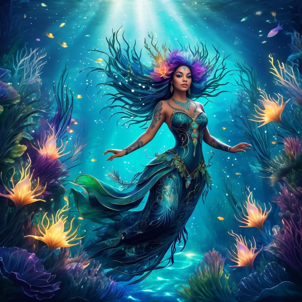 Mystical Sea Witch in Enchanted Garden